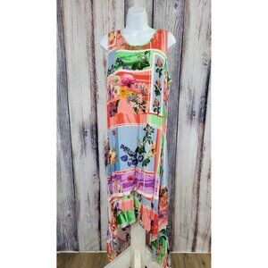 Tolani Collection Regular Flounce Hem Dress Rose/GrnPatchhwk 2X A392871